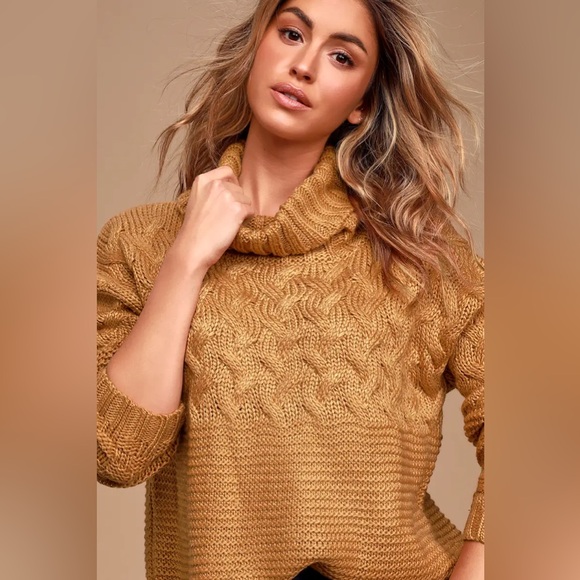Lulus Adoring Heart Camel Knit Turtleneck Sweater - Picture 2 of 10